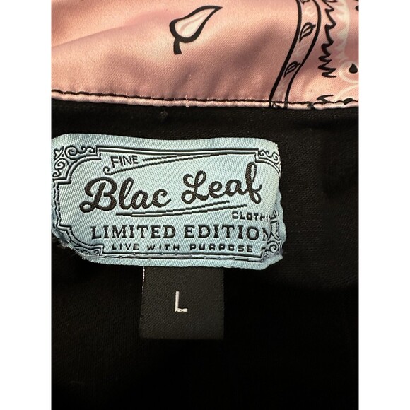Blac Leaf Vest Men’s Paisley Twill Distressed Embroidered Rave Large Black Vest - Picture 3 of 14
